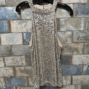 Cable & Gauge Sparkling Silver Sequin Top